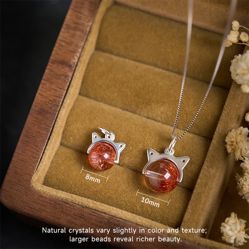 Collar con colgante de gato de cristal rojo Super Seven de Buddha Stones en plata de ley 925 - image 3