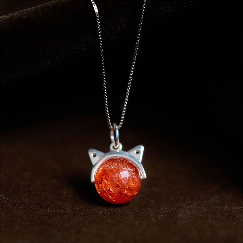 Collar con colgante de gato de cristal Super Seven con fuegos artificiales de oro natural y plata de ley 925 con Buddha Stones - Cadena de 10 mm + 0,8 mm - image 0