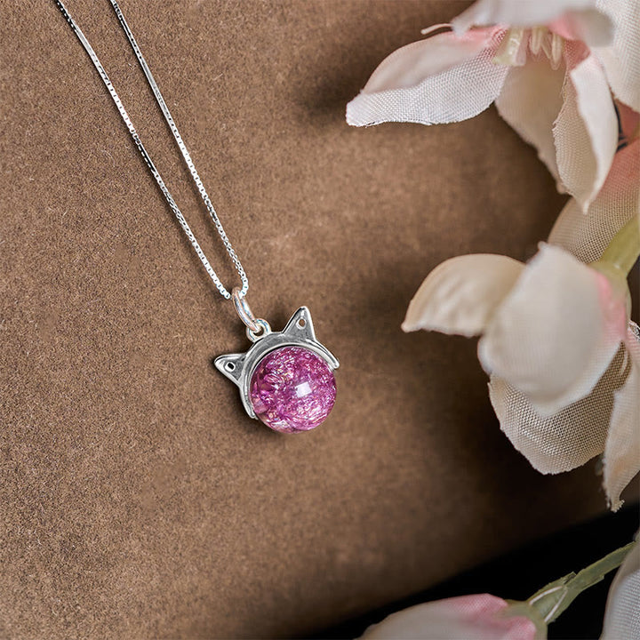 Collar con colgante de gato de cristal Super Seven con fuegos artificiales de color morado claro natural en plata de ley 925 con Buddha Stones - image 2