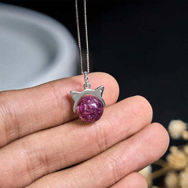 Collar con colgante de gato de cristal Super Seven con fuegos artificiales de color morado claro natural en plata de ley 925 con Buddha Stones - image 4