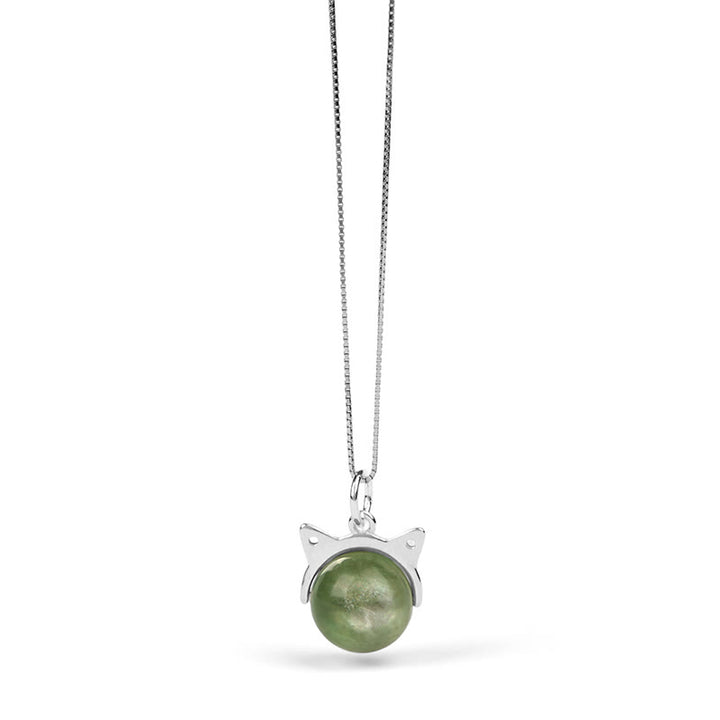 Collar con colgante de lepidolita verde natural de plata de ley 925 con Buddha Stones y protección para gatos - image 6