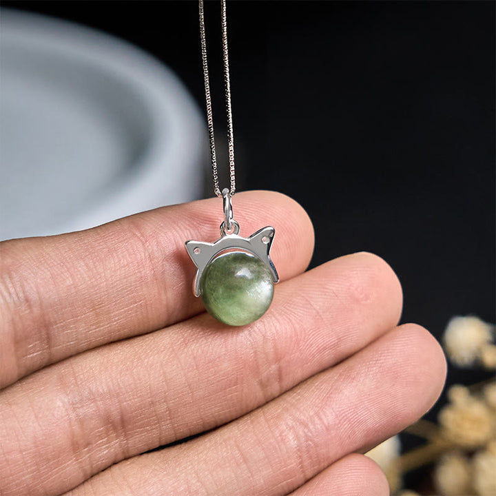 Collar con colgante de lepidolita verde natural de plata de ley 925 con Buddha Stones y protección para gatos - image 4