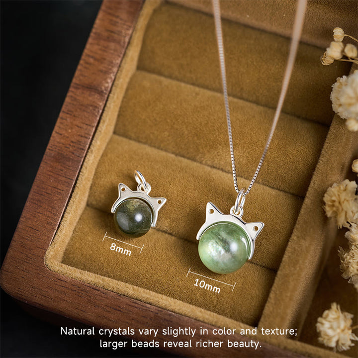 Collar con colgante de lepidolita verde natural de plata de ley 925 con Buddha Stones y protección para gatos - image 3