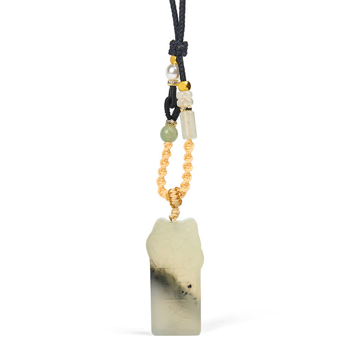 Collar con colgante de cuerda de gato de jade de Xiuyan natural con Buddha Stones - image 7