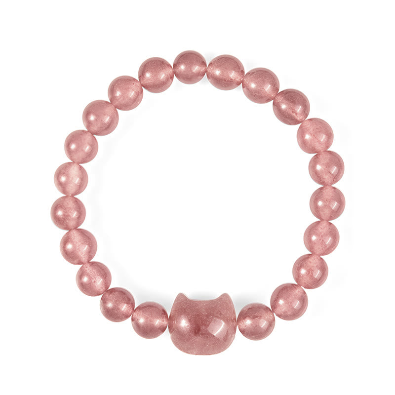 Pulsera de cuarzo fresa natural con Buddha Stones y cristales curativos positivos - image 4
