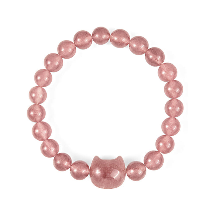 Pulsera de cuarzo fresa natural con Buddha Stones y cristales curativos positivos - image 4