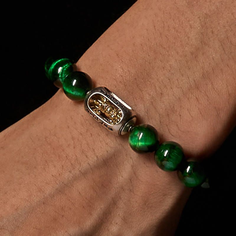 Buddha Stones con ojo de tigre verde natural y Om Mani Padme Hum para una fuerza positiva - image 2