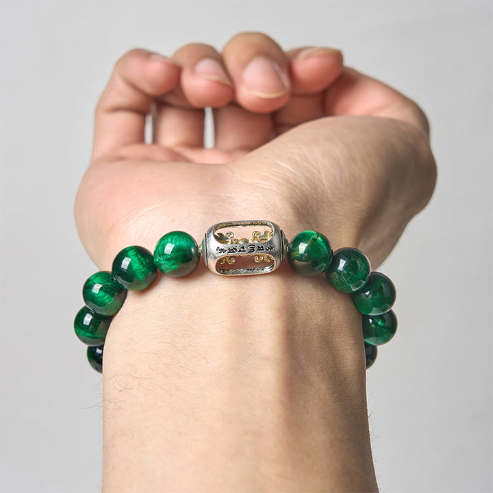 Buddha Stones con ojo de tigre verde natural y Om Mani Padme Hum para una fuerza positiva - image 3