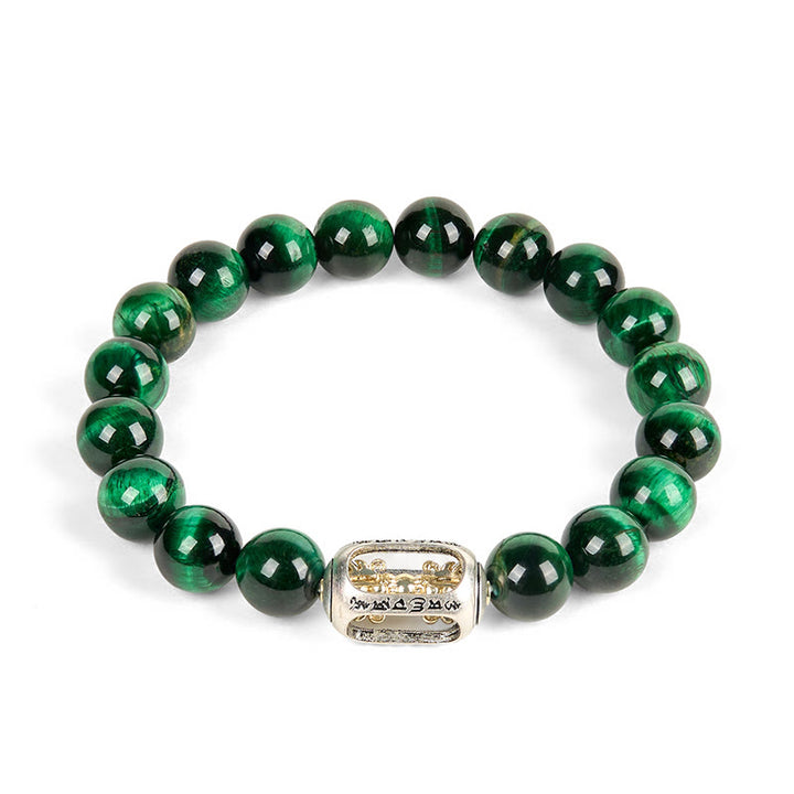 Buddha Stones con ojo de tigre verde natural y Om Mani Padme Hum para una fuerza positiva - image 4