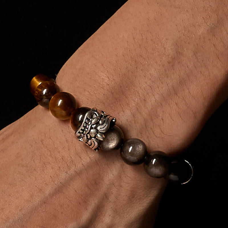 Buddha Stones, ojo de tigre, obsidiana plateada brillante, Om Mani Padme Hum, caballo, PiXiu, bestia, coraje - image 5