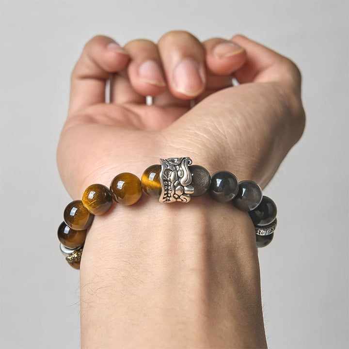Buddha Stones, ojo de tigre, obsidiana plateada brillante, Om Mani Padme Hum, caballo, PiXiu, bestia, coraje - image 4