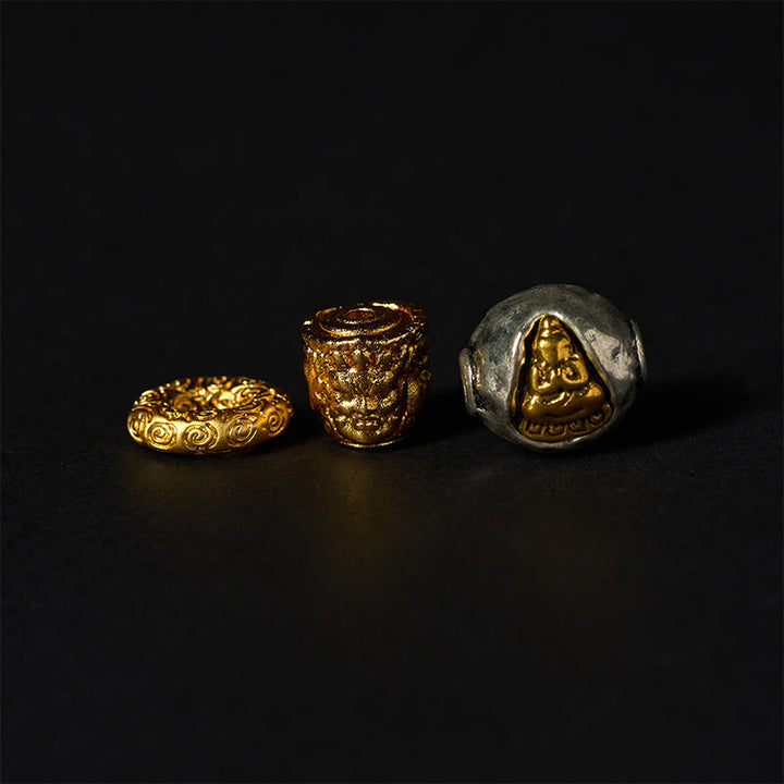 Pulsera de protección de Buda de tres caras con obsidiana, ojo de tigre y brillo plateado natural de Buddha Stones - image 8