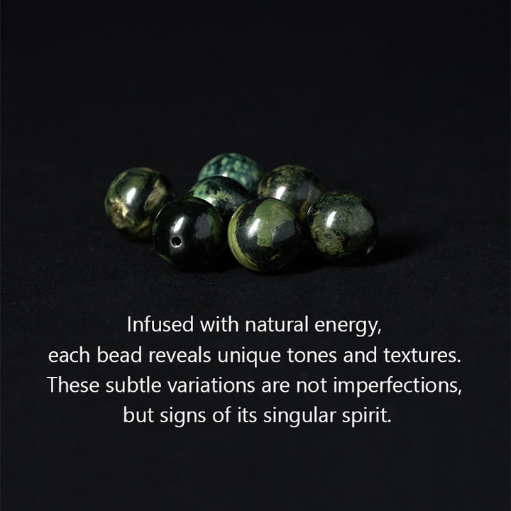 Buddha Stones jaspe gris natural Kambamba jaspe Om Mani Padme Hum pulsera curativa de Buda sin forma - image 5