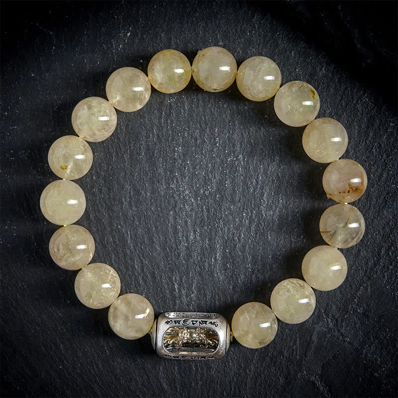 Pulsera de prosperidad Om Mani Padme Hum con citrino natural de Buddha Stones - image 1