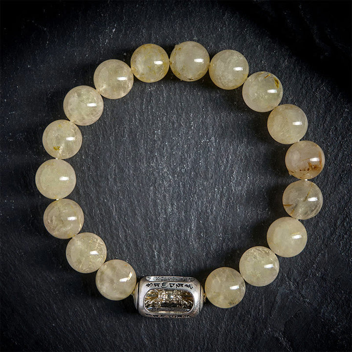 Pulsera de prosperidad Om Mani Padme Hum con citrino natural de Buddha Stones - image 1