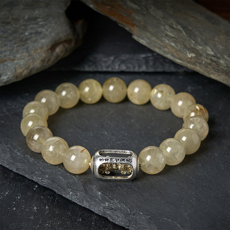 Pulsera de prosperidad Om Mani Padme Hum con citrino natural de Buddha Stones - 20 centímetros - image 0