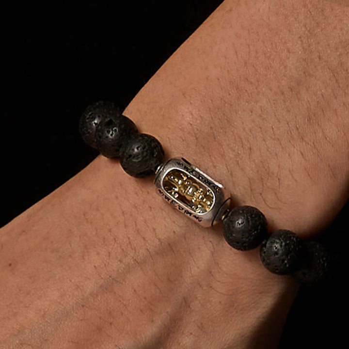 Pulsera curativa de Buddha Stones, roca de Lava Natural, Om Mani Padme Hum Dorje Vajra - image 2