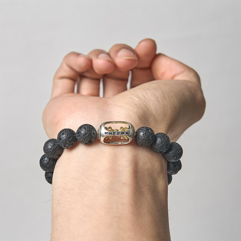 Pulsera curativa de Buddha Stones, roca de Lava Natural, Om Mani Padme Hum Dorje Vajra - image 3