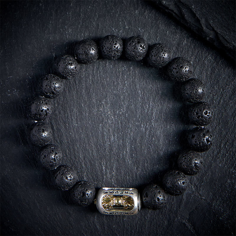 Pulsera curativa de Buddha Stones, roca de Lava Natural, Om Mani Padme Hum Dorje Vajra - image 1