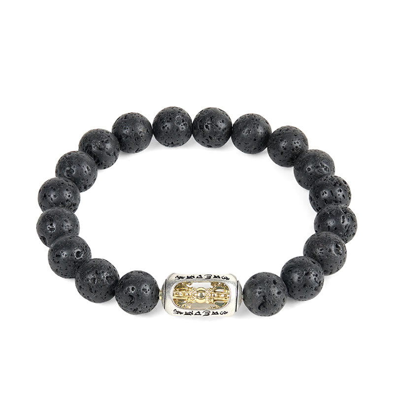Pulsera curativa de Buddha Stones, roca de Lava Natural, Om Mani Padme Hum Dorje Vajra - image 4