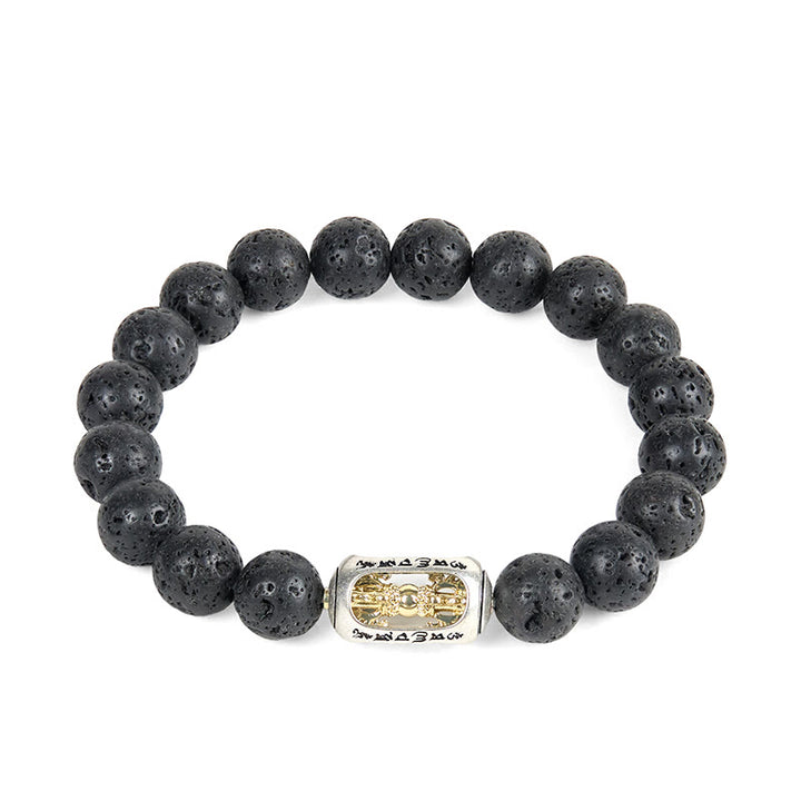 Pulsera curativa de Buddha Stones, roca de Lava Natural, Om Mani Padme Hum Dorje Vajra - image 4