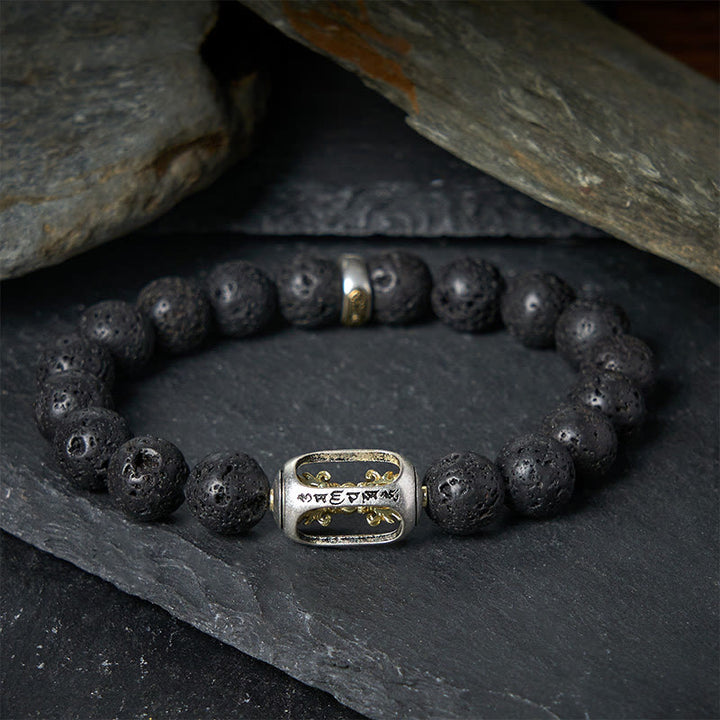 Pulsera curativa de Buddha Stones, roca de Lava Natural, Om Mani Padme Hum Dorje Vajra - Vajra de roca de lava - 20 centímetros - image 11