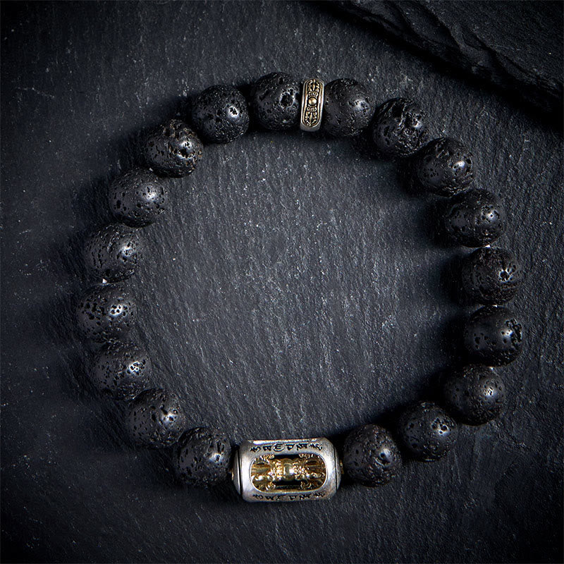Pulsera curativa de Buddha Stones, roca de Lava Natural, Om Mani Padme Hum Dorje Vajra - image 12