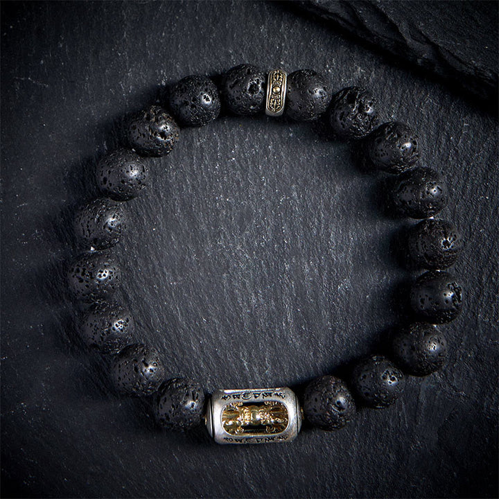 Pulsera curativa de Buddha Stones, roca de Lava Natural, Om Mani Padme Hum Dorje Vajra - image 12