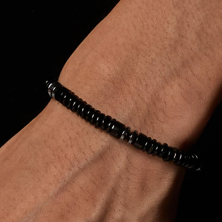 Pulsera de cuerda de fuerza con Buddha Stones, obsidiana negra pequeña, aventurina verde, jaspe gris, ojo de tigre - image 2
