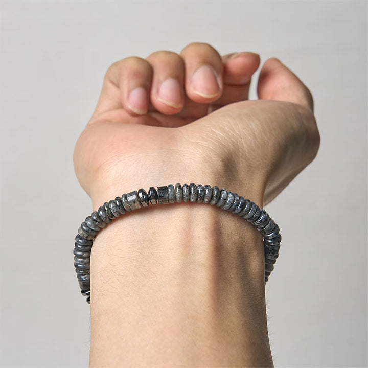 Pulsera de cuerda de fuerza con Buddha Stones, obsidiana negra pequeña, aventurina verde, jaspe gris, ojo de tigre - image 10