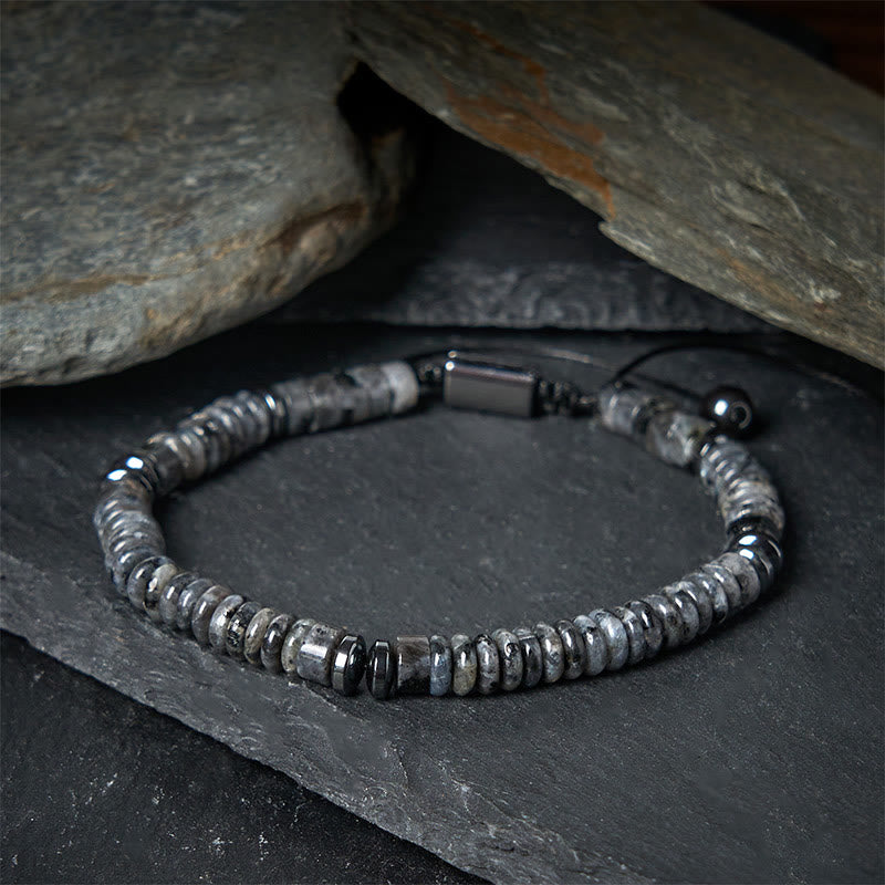 Pulsera de cuerda de fuerza con Buddha Stones, obsidiana negra pequeña, aventurina verde, jaspe gris, ojo de tigre - image 8