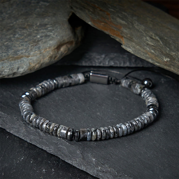 Pulsera de cuerda de fuerza con Buddha Stones, obsidiana negra pequeña, aventurina verde, jaspe gris, ojo de tigre - image 8