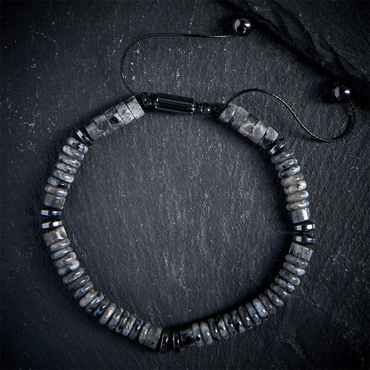 Pulsera de cuerda de fuerza con Buddha Stones, obsidiana negra pequeña, aventurina verde, jaspe gris, ojo de tigre - Jaspe gris (circunferencia de la muñeca: 15-20 cm) - image 7