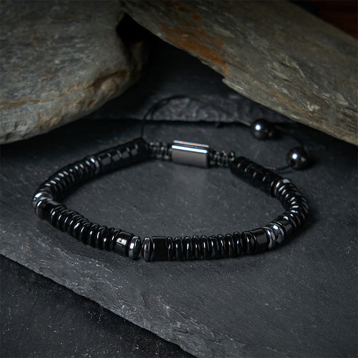 Pulsera de cuerda de fuerza con Buddha Stones, obsidiana negra pequeña, aventurina verde, jaspe gris, ojo de tigre - image 1