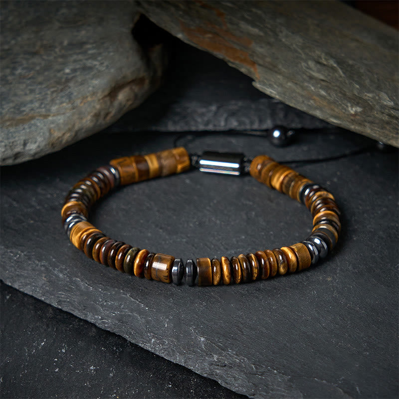 Pulsera de cuerda de fuerza con Buddha Stones, obsidiana negra pequeña, aventurina verde, jaspe gris, ojo de tigre - image 20