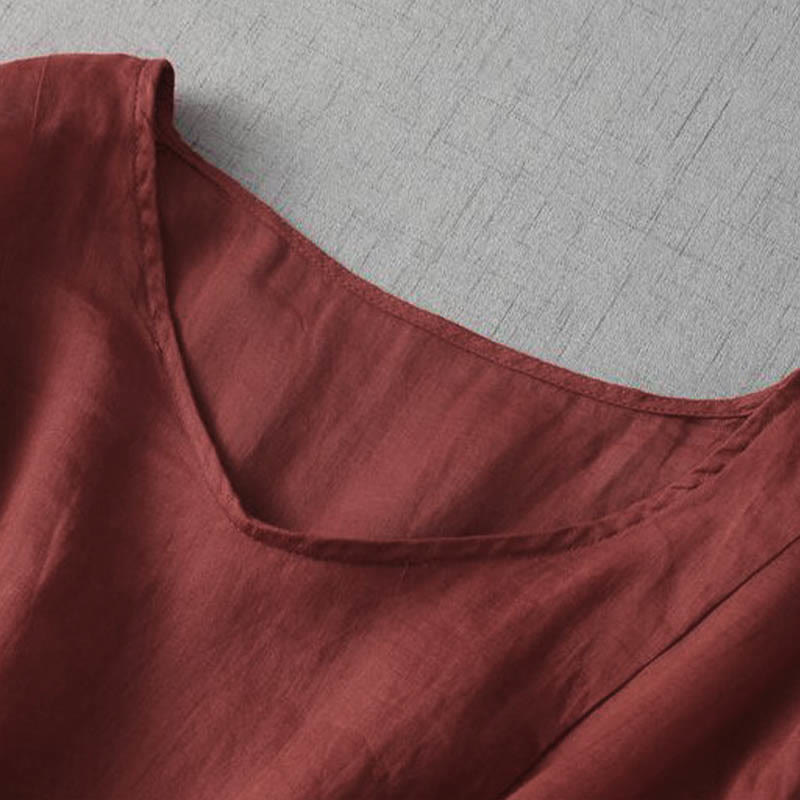 Vestido midi con bolsillos, mangas abullonadas y bordado de Buddha Stones - image 14