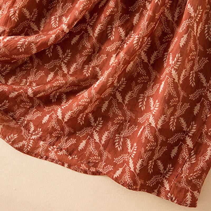 Vestido midi con estampado floral en contraste de color y media manga con bolsillos de Buddha Stones - image 24