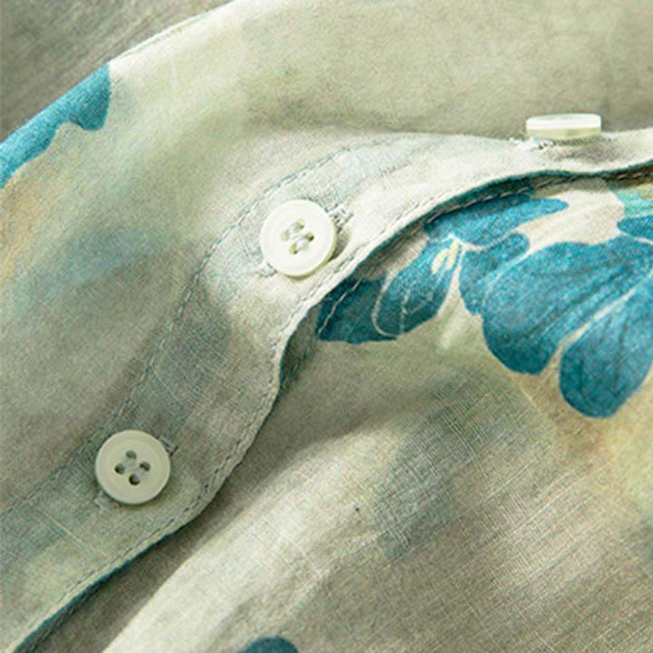 Vestido midi con estampado floral en contraste de color y media manga con bolsillos de Buddha Stones - image 10