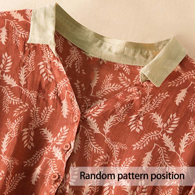 Vestido midi con estampado floral en contraste de color y media manga con bolsillos de Buddha Stones - image 21