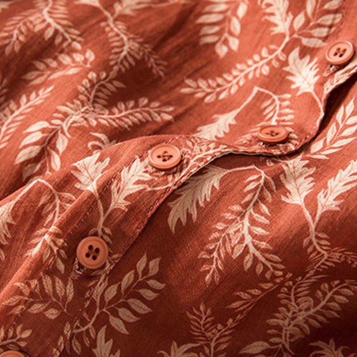 Vestido midi con estampado floral en contraste de color y media manga con bolsillos de Buddha Stones - image 25