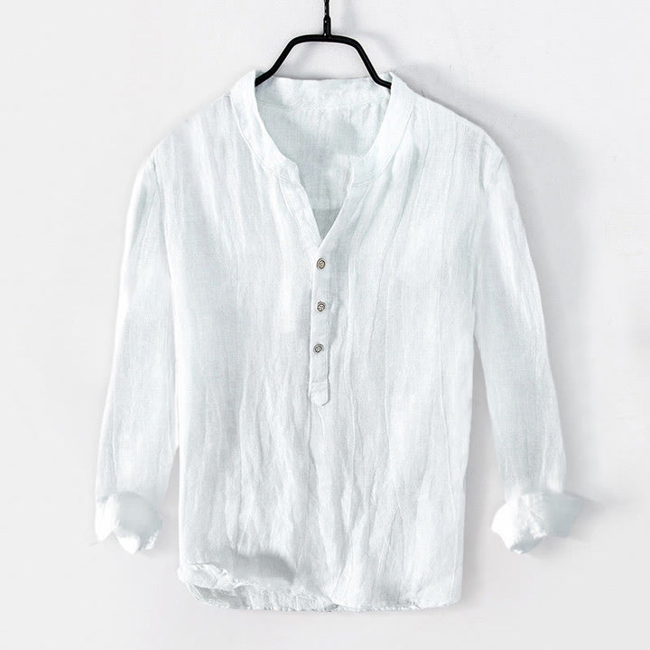 Camisa de manga larga con botones y estampado de Buddha Stones, de algodón y lino, para hombre - Blanco - US/UK/AU50, UE60 (5XL) - image 10