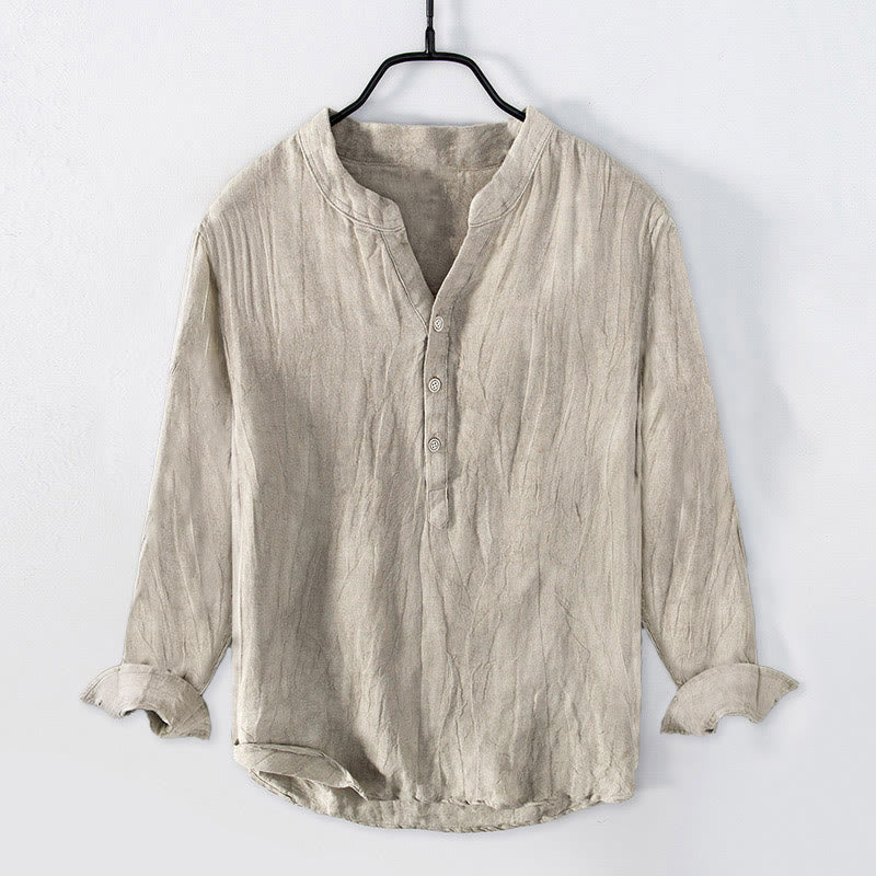 Camisa de manga larga con botones y estampado de Buddha Stones, de algodón y lino, para hombre - Lino - US/UK/AU50, UE60 (5XL) - image 16