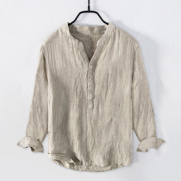 Camisa de manga larga con botones y estampado de Buddha Stones, de algodón y lino, para hombre - Lino - US/UK/AU50, UE60 (5XL) - image 16