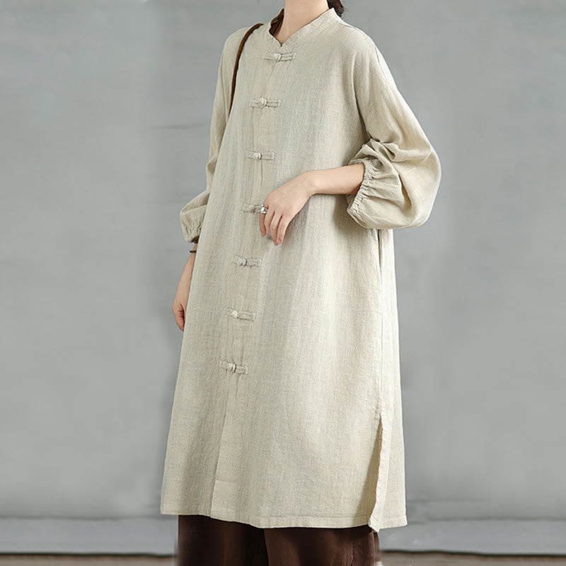 Abrigo informal de mujer con botones de rana y bolsillos, estampado de Buddha Stones. - image 16
