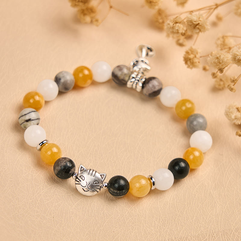 Pulsera curativa con Buddha Stones y gato calicó - image 1