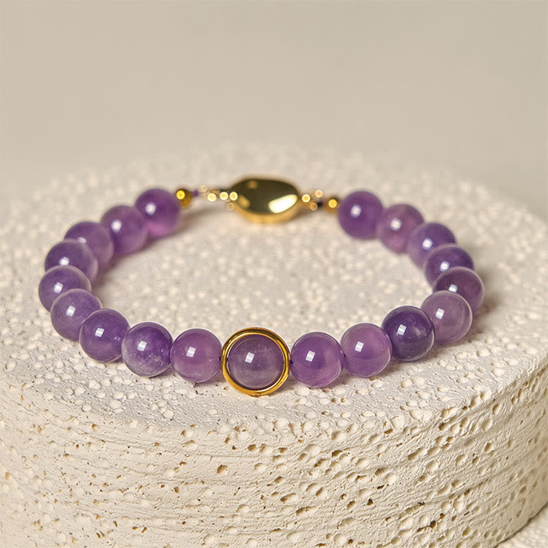 Pulsera con hebilla de cuentas de amatista natural de Buddha Stones que alivia el estrés - image 3