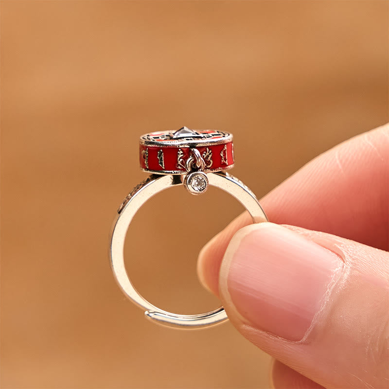 Anillo de riqueza giratorio con rueda de oración de cobre Om Mani Padme Hum y Buddha Stones - image 3