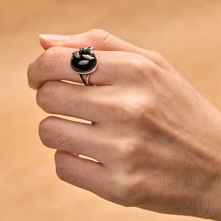 Anillo ajustable de autocuidado con flor de rosa de cobre y Buddha Stones - image 4