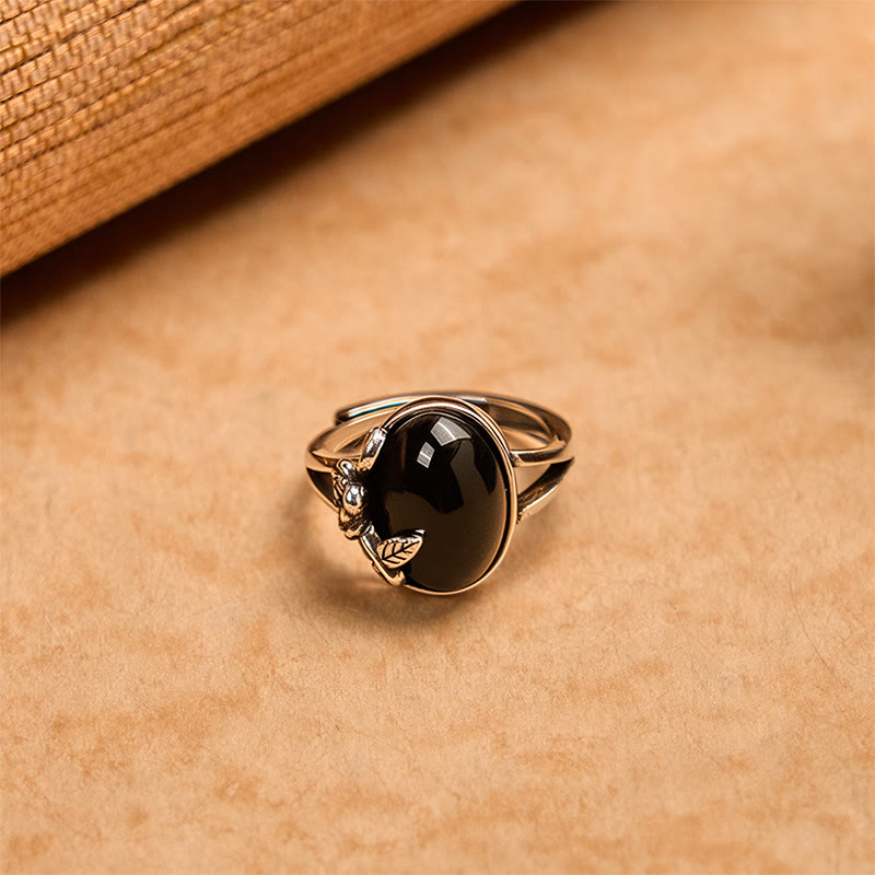 Anillo ajustable de autocuidado con flor de rosa de cobre y Buddha Stones - image 1