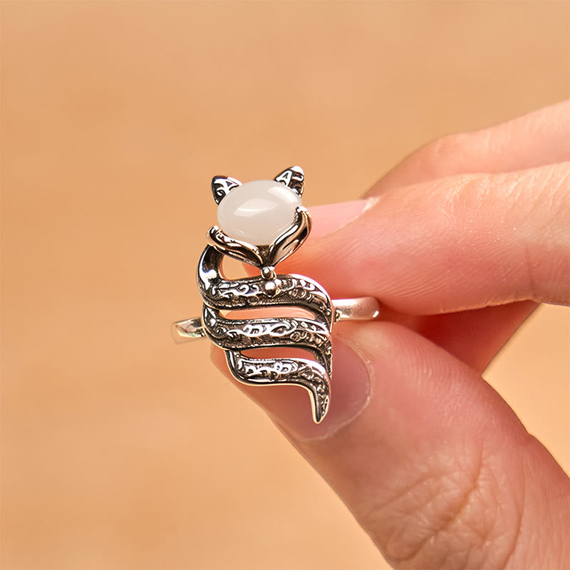 Anillo curativo abierto con cabeza de zorro de cobre y Buddha Stones - image 3
